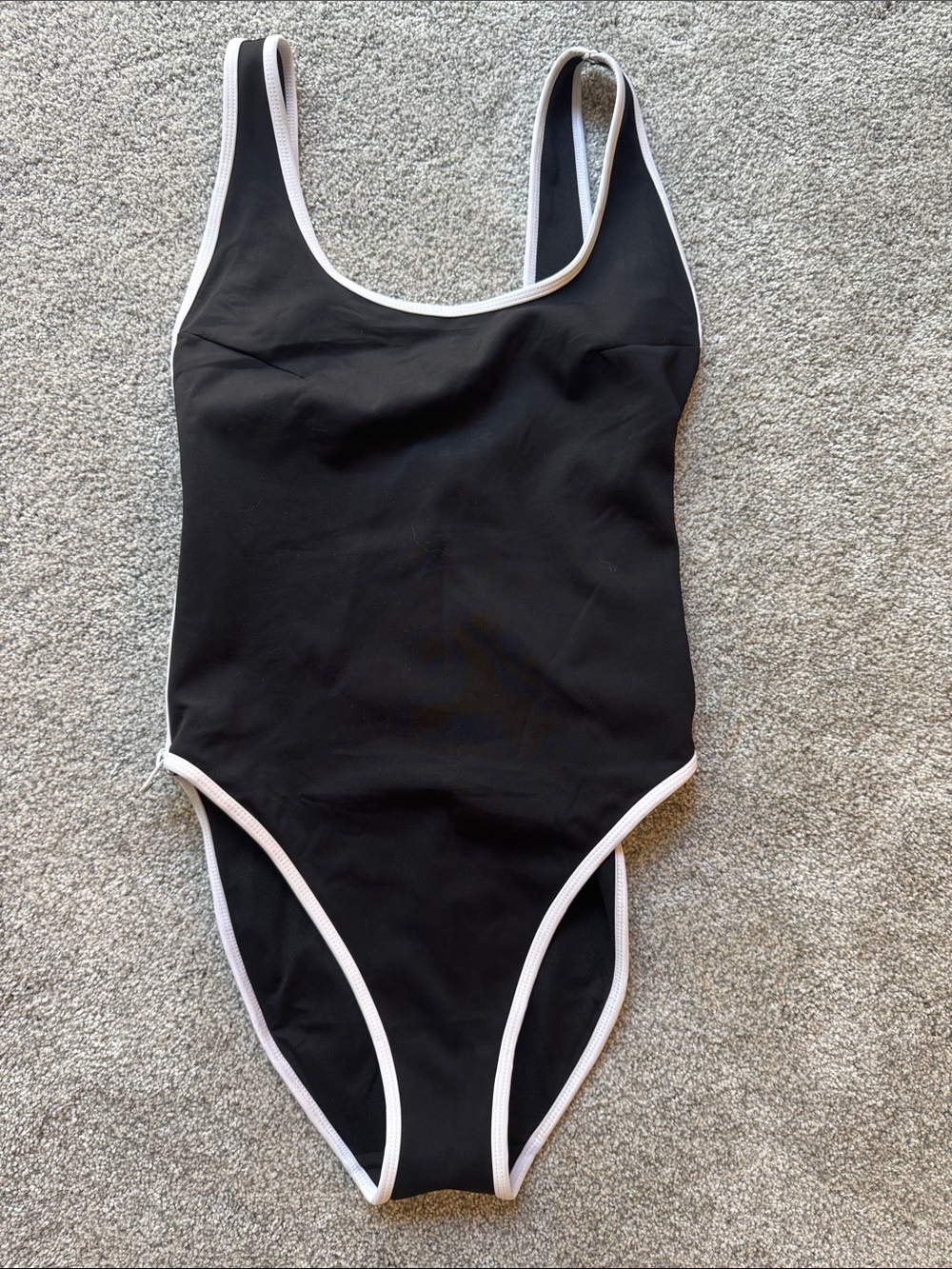 Good American Black One-Piece Swimsuit with White Trim